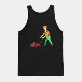 Gardener Mowing Grass Tank Top